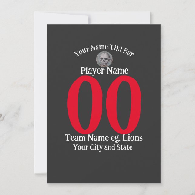 Tiki Bar number name city Staat Slogan T - Shirt Einladung (Vorderseite)