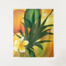 Tiki Bar Pineaple Hawaiian Tropiclal Lg Tapestry