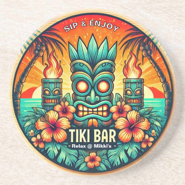 Tiki Bar Sandstone Untersetzer (Vorne)