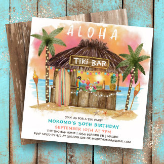 Tiki Beach Bar | Sonnenuntergang im Tropenmeer Geb Einladung