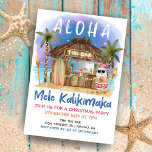 Tiki Beach Bar Tropical Santa Christmas Party Einladung<br><div class="desc">Tropical Christmas party invitation features Santa enjoying a vacation at a Tiki bar on the beach under the moon and stars with palm trees, holiday string lights and Hawaiian "Aloha" and "Mele Kalikimaka" greetings. Tropical cocktails, a pineapple, hibiscus and palm leaves, a surfboard and a parrot in a pirate hat...</div>
