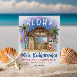 Tiki Beach Bar Tropical Santa Christmas Party Einladung<br><div class="desc">Tropical Christmas party invitation features Santa enjoying a vacation at a Tiki bar on the beach under the moon and stars with palm trees, holiday string lights and Hawaiian "Aloha" and "Mele Kalikimaka" greetings. Tropical cocktails, a pineapple, hibiscus and palm leaves, a surfboard and a parrot in a pirate hat...</div>