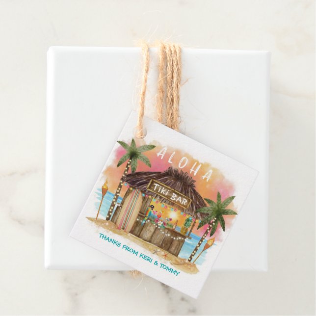 Tiki Beach Bar | Tropischer Sonnenuntergang Surf & Geschenkanhänger (Beispiel)