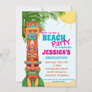 Tiki Beach Party Abschluss Einladung