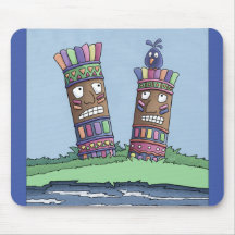Tiki Bird Plum Mouse Pad