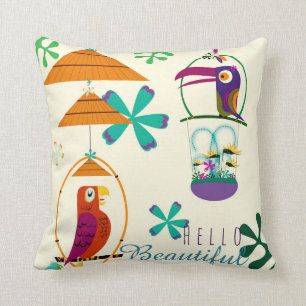 Tiki Birds Vintag Retro Art Personalisiert Kissen