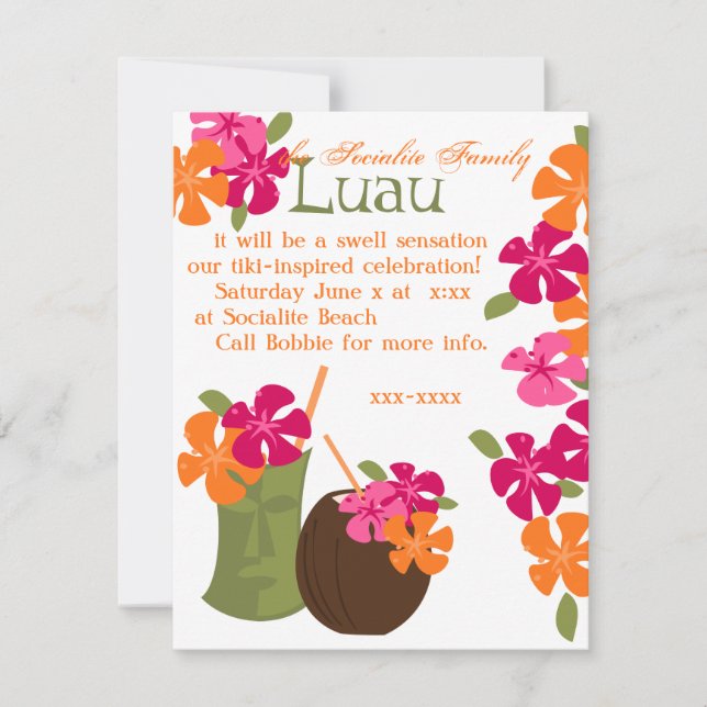 Tiki Blossoms Einladung (Vorderseite)