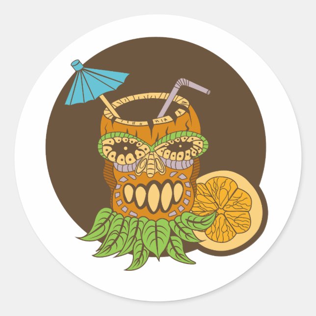 Tiki Cocktail, lustig Runder Aufkleber (Vorderseite)