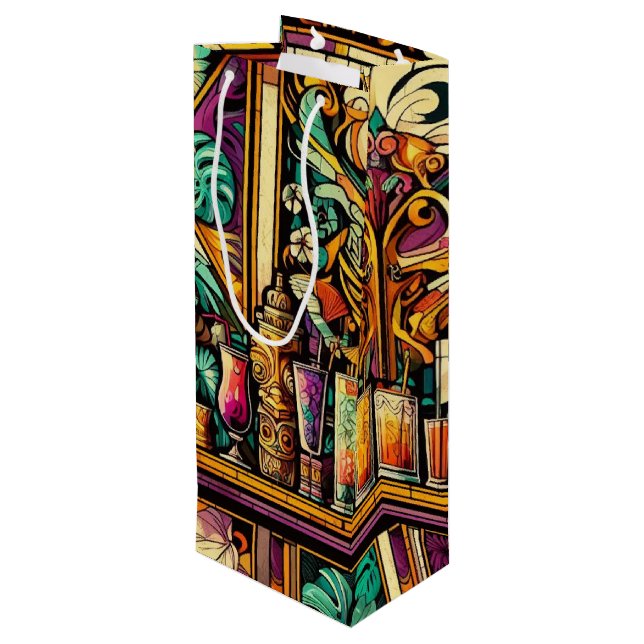 Tiki Culture Gift Bag 04 Geschenktüte Für Weinflaschen (Rückseite Schrägansicht)