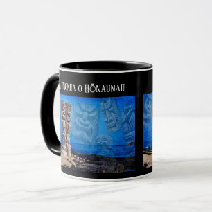 Tiki-Geister, Big Island, Hawaii, schwarze Kaffeet Tasse