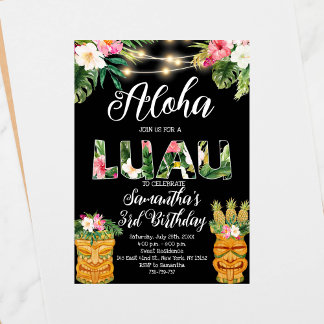Tiki Hawaiian Aloha Tropical Birthday Luau Party Einladung
