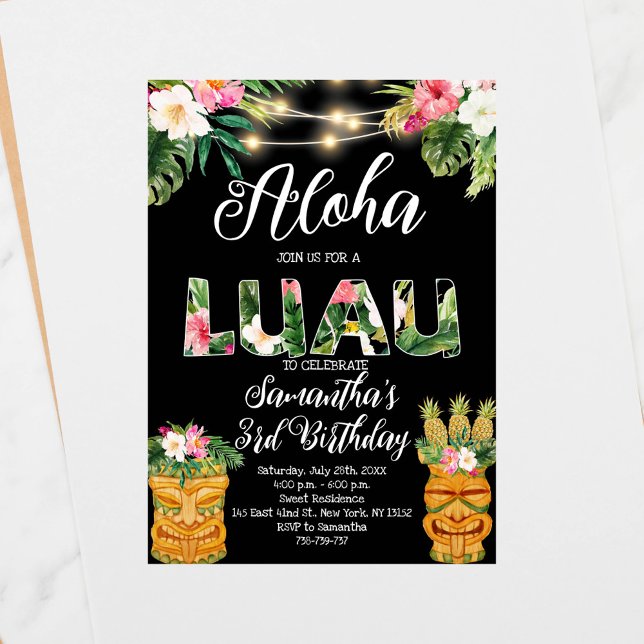 Tiki Hawaiian Aloha Tropical Birthday Luau Party Einladung (Von Creator hochgeladen)