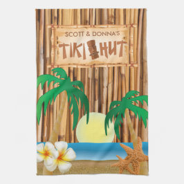 Tiki Hut Bamboo Stick Design Geschirrtuch