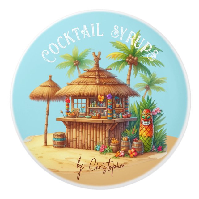 Tiki inspiriert Sommerthema Sondertext Keramikknauf (Vorderseite)