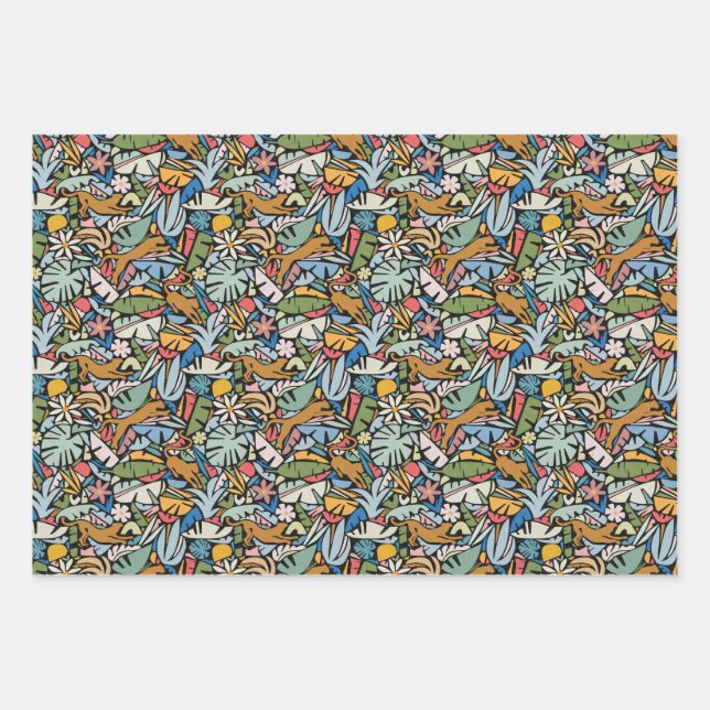 Tiki Jungle Wrapping Paper Flat Sheet Set 3 Geschenkpapier Set (Vorderseite)