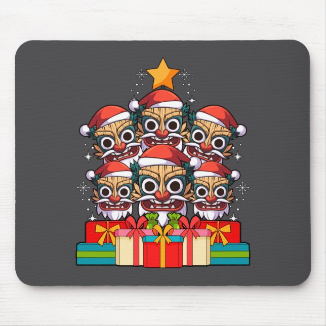 Tiki Le Luau Hawaiian Tiki Mask Christmas Tree Xma Mousepad (Vorne)