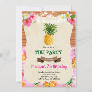 Tiki Luau Ananas Einladung zum Geburtstag