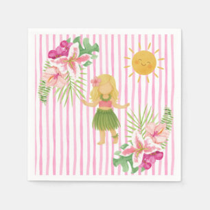 Tiki-Luau-Party, Hawaii-Geburtstag, Hula-Mädchen Serviette
