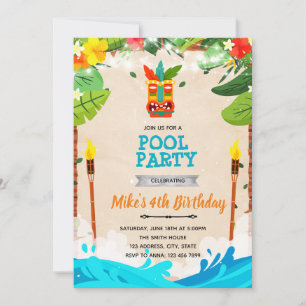 Tiki-Luau-Poolparty-Einladung Einladung