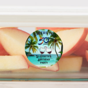 Tiki-Luau-Tropenstrandparty-Papierplatte Etiketten