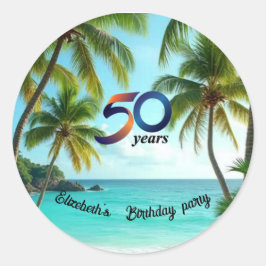 tiki luau tropical beach partyPaper Plate Runder Aufkleber