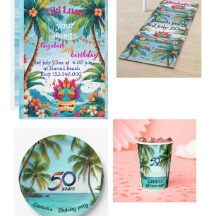 Tiki Luau Tropische Insel Strand Einladung