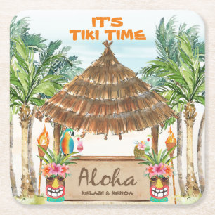 Tiki Luau Tropischer Strand Aloha Rechteckiger Pappuntersetzer
