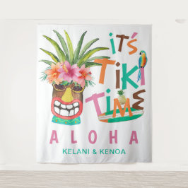 Tiki Luau | Tropischer Strand Aloha Wandteppich