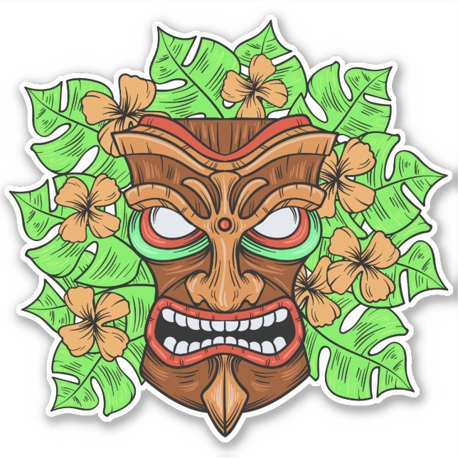 Tiki Mask Aufkleber (Vorderseite)