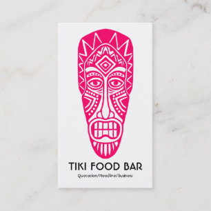Tiki Mask - Neon Red on White Visitenkarte
