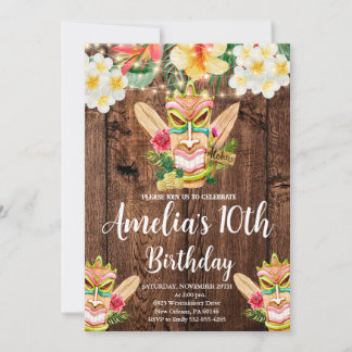Tiki Mask Party, Aloha, Luau Birthday, Tropical Einladung