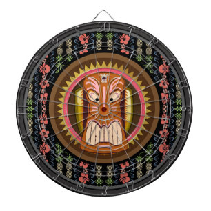 Tiki Maske Hibiskus Patterntafel mit Dartboard Dartscheibe