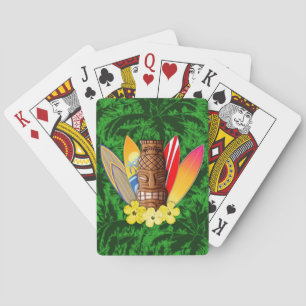 Tiki Maske und Surfbretter Spielkarten
