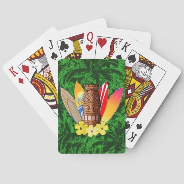 Tiki Maske und Surfbretter Spielkarten (Rückseite)