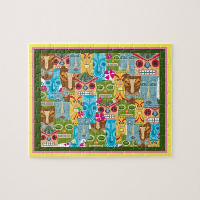 Tiki Masque Collage Puzzle (Horizontal)