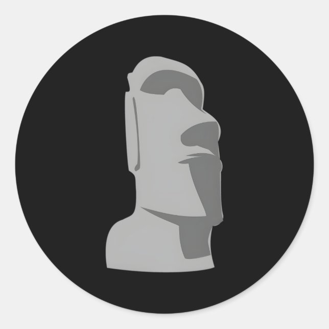 Tiki Moai Osterinsel Hawaiian Luau Gray Runder Aufkleber (Vorderseite)