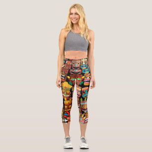 TIKI-Muster 5 Capri Leggings