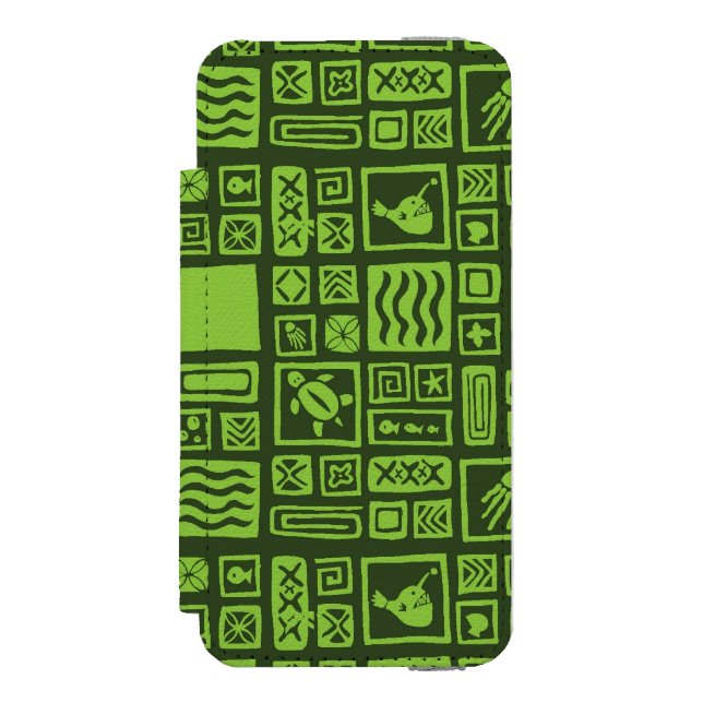 Tiki Muster Incipio iPhone Geldbeutel-Hülle (Folio Vorderseite)