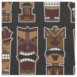 Tiki Party-Gewebe Brown und Schwarzes Stoff