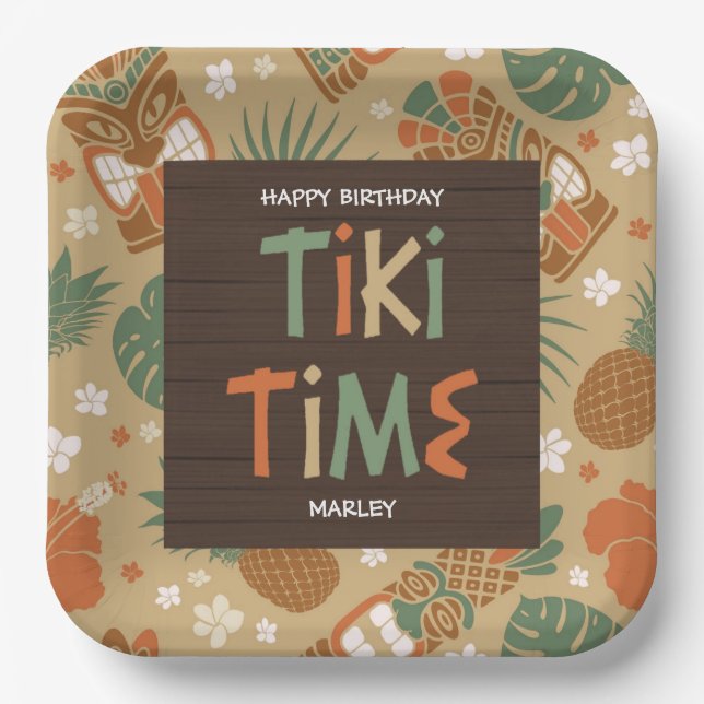 Tiki Party Tropical Luau Birthday Pappteller (Vorderseite)