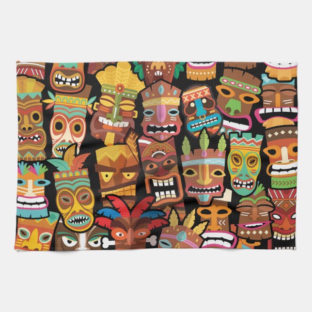 Tiki Pattern Geschirrtuch (Horizontal)