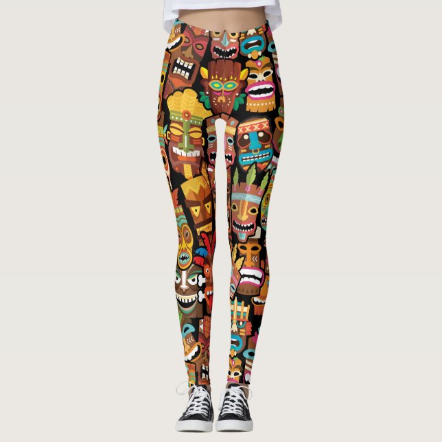 Tiki Pattern Leggings (Vorderseite)