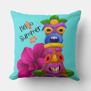 Tiki-Pfosten Sommer Grafik mit Hallo Sommer Kissen