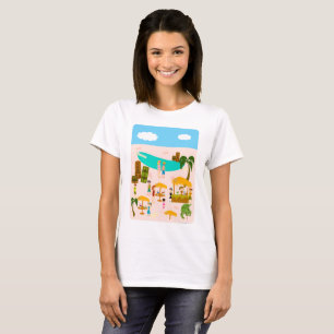 Tiki Pool Party Niedlich Retro Art Design T-Shirt