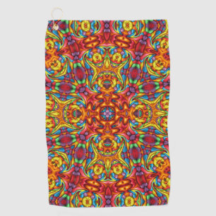 Tiki Rotes Vintages Fraktal Kaleidoskop Golfhandtuch