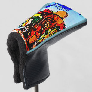 Tiki Statue mit Menehune und Hibiskus Golf Headcover