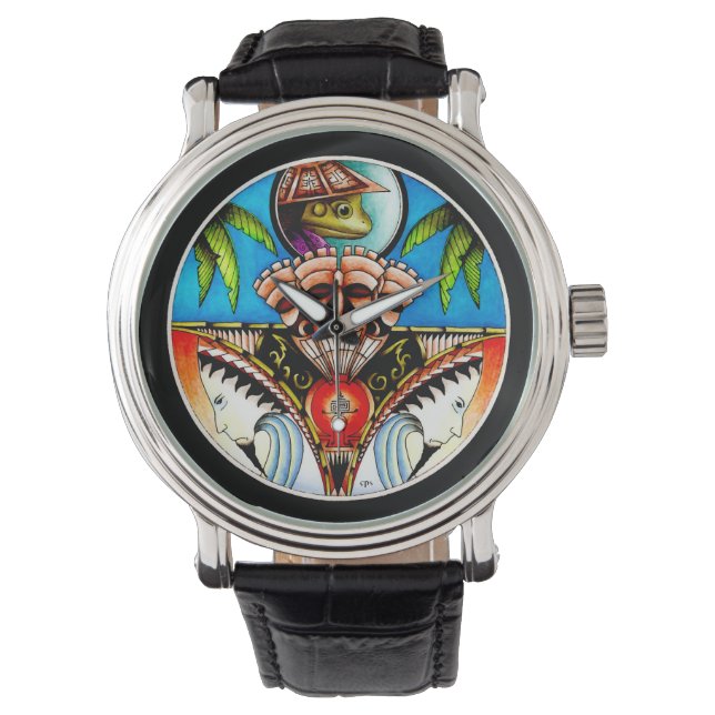 Tiki Tattoo Frog Armbanduhr (Vorderseite)