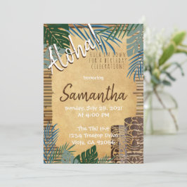 Tiki-Thema Hawaiianisches Bamboo-Insel-Gefühl Grün Einladung