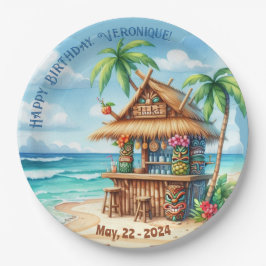 Tiki Theme Vacation Stil benutzerdefinierten Text Pappteller