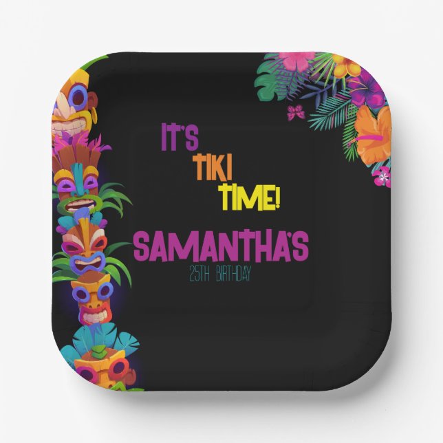 Tiki Time Birthday Party Pappteller (Vorderseite)